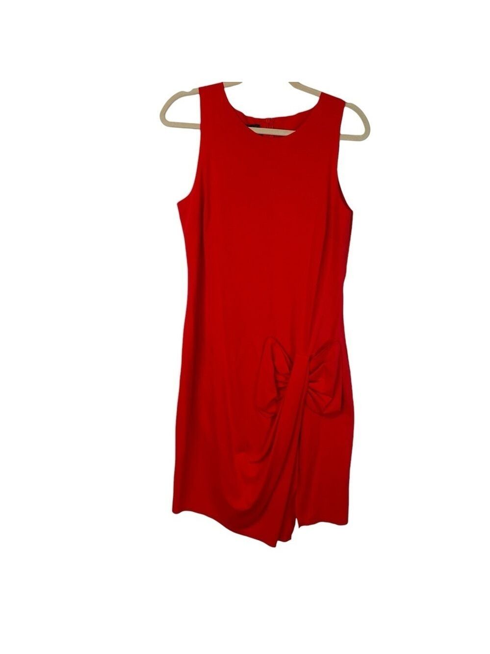 Katherine Barclay Womens Red Cocktail Dress Size Medium Knit Knee Length Bow